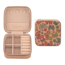 REGALWOVEN Vintage Jewelry Box for Women, Square PU Leather Jewelry Organizer with Zipper Butterfly
