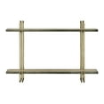 thumbnail image 2 of Danya B. Two-Tier Warm Gold and Washed Oak Brown Metal Hanging Bracket Wall Mounted Shelf, 2 of 11