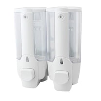 1pc Bathroom Hand Soap 2In1 Dispenser Plastic Wall Mounted Liquid Soap Dispenser Double Heads Pump for Bathroom Shower Bath Kitchen Sink(White)