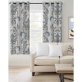 thumbnail image 2 of Blue Tan Flower Blackout Curtains 45 Inches Long for Bedroom, Abstract Vintage Ethnic Tribal Boho Thermal Insulated Room Darkening Black Out Window Curtain Panels Grommet Drapes for Living Room, 2 of 8