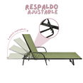 thumbnail image 3 of Camastro Reclinable Metálico Textileno Verde Jardín Alberca Terraza Soporta 120kg 3 Piezas, 3 of 5
