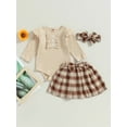 thumbnail image 2 of Bagilaanoe 2Pcs Newborn Baby Girls Skirt Set Ruffled Long Sleeve Romper Tops + Plaid A-line Skirt + Headband 3M 6M 12M 18M 24M Infant Casual Outfits, 2 of 8