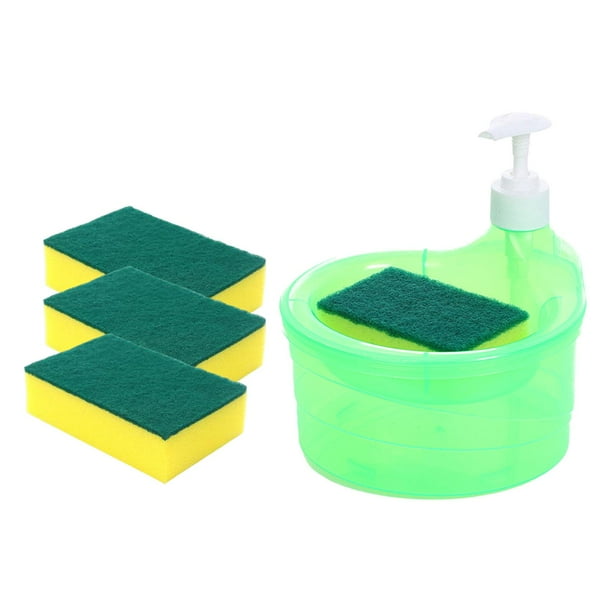 Dish Soap Dispenser and Sponge Holder Compact Dishwashing Container