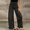 thumbnail image 7 of Dvprdro Womens High Waist Patchwork Flare Jeans Ruffle Hem Denim Pants with Button Detail Casual Streetwear, 7 of 7