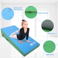 thumbnail image 5 of Gymnastics Wedge Mats 48" X 24" X 14" Folding for Home Use | Incline Mat Cheese Wedge With Zip Fastener, Waterproof Vinyl Cover, EPE Foam for Exercise, Tumbling, Yoga, Pilates, Blue Green, 5 of 7