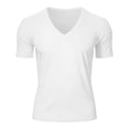 thumbnail image 4 of yillto Mens V Neck Shirts Cotton Short Sleeve Breathable Big and Tall Tops Summer Loose Plain Tee, 4 of 7