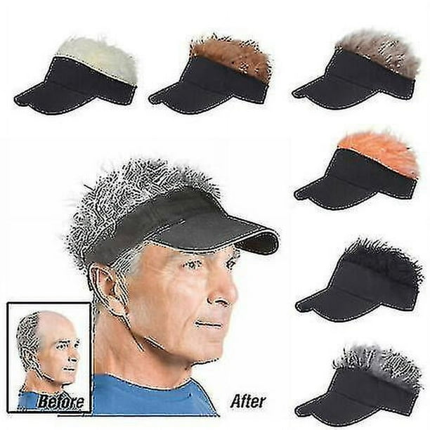 Gorra de béisbol de golf con pelo falso, visera para el sol, gorro divertido con tupé y pinchos para hombre