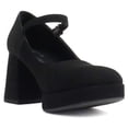 thumbnail image 2 of Soda Women Mary Jane Platform Shoes Square Toe High Chunky Heel Pump Adjustable Ankle Strap NOSTA-S Black Nubuck Suede 7, 2 of 5
