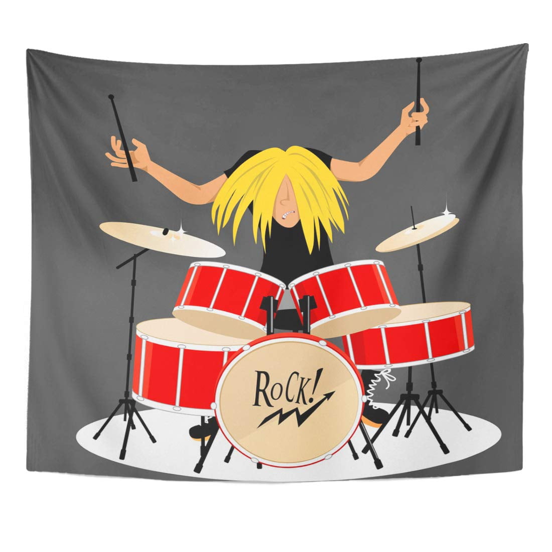 Ufaezu Character Play Rock And Roll Musician Playing Drums Cartoon No Transparencies Kit Drummer Wall Art Hanging Tapestry Home Decor For Living Room Bedroom Dorm 51x60 Inch Walmart Com Walmart Com