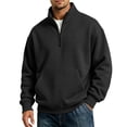 thumbnail image 2 of Quarter Zip Sweatshirt Men Stand Collar Athletic Fleece Pullover 1/4 Lightweight Ribbed Hem Cuffs Loose Fit Tops Active Fall Long Sleeve Casual Sweatshirts Black L, 2 of 6
