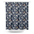 thumbnail image 1 of S4Sassy Blue Cats Geometric Decorative Waterproof Printed Shower Curtain Roller Hooks Drapes-60 x 84 Inch, 1 of 6