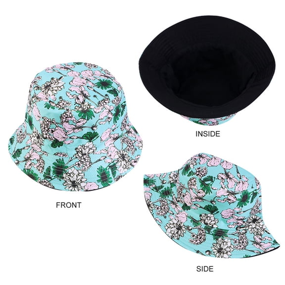 Hats for Women Double Sided Reversible Printed Cotton Twill Fishing Bucket Sun Hat Daily Wear