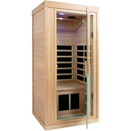 Saunas Far Infrared Sauna, Indoor Wooden Dry Sauna (Hemlock Wood, 1 Person Mini Size 360 Envolved)