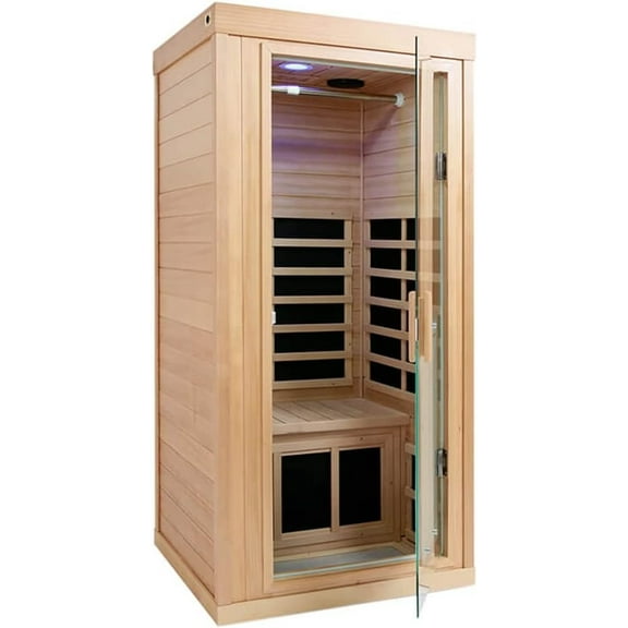 Saunas Far Infrared Sauna, Indoor Wooden Dry Sauna (Hemlock Wood, 1 Person Mini Size 360 Envolved)
