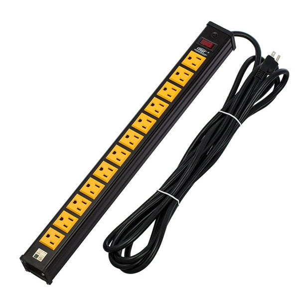 CRST 12Outlet HeavyDuty Power Strip with 15 Amps, 15Foot Power Cord