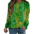 thumbnail image 2 of Craaazy Women's Comfy Clover Graphic St Patrick's Day Long Sleeve Tops, 2 of 7