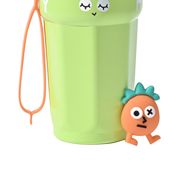 Taza de Camping de dibujos animados de 450ML, taza de vacío portátil, recipiente para bebidas de acero inoxidable (verde)