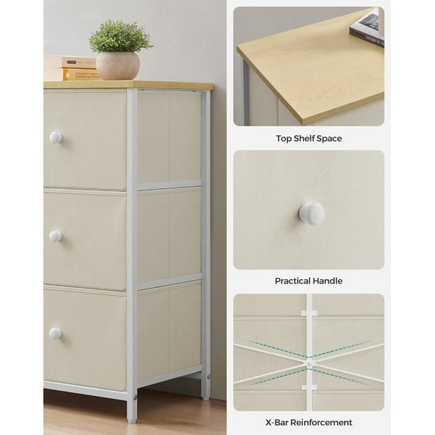 SONGMICS 6 Drawer Bedroom Chest, Fabric Dresser with Metal