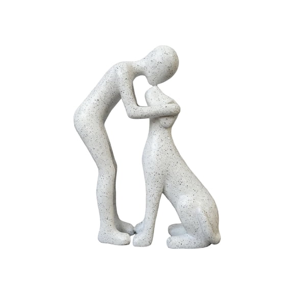 Dog Sculpture,Man and Dog Statue Figurines Friendship Memorial Gift for Dogs Lover Desktop Decorations for Living Room