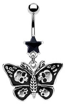 Raven and Skull Photo Belly Button Ring Choker Belly Ring Skull Belly Ring Belly Button Ring Gothic Belly Ring-HZ0149 Skull Jewelry