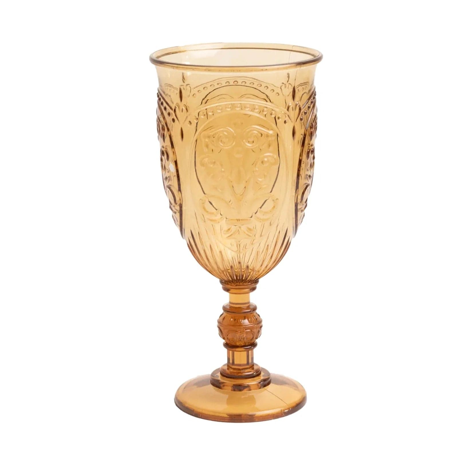 Balsa Circle 24 Amber Gold 10 oz Transparent Plastic Wine Glasses Retro Embossed Style Wedding Party Tableware Decoration Supplies