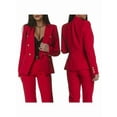 thumbnail image 3 of Women'S Two Piece Suits - Business Blazer Pants Suit Set, Professional Work Outfit for Office Red XL, 3 of 8