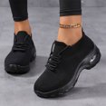 thumbnail image 2 of Orthopedic Sneakers for Women Knit Mesh Slip on Sock Shoes Air Cushion Running Shoes Lightweight Lace up Tennis Shoes Black Size 6.5, 2 of 7