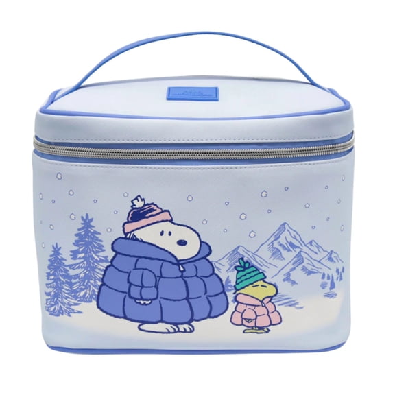 Impressions Vanity Peanuts SNOOPY Winter Makeup Train Case with Top Handle and Artwork
