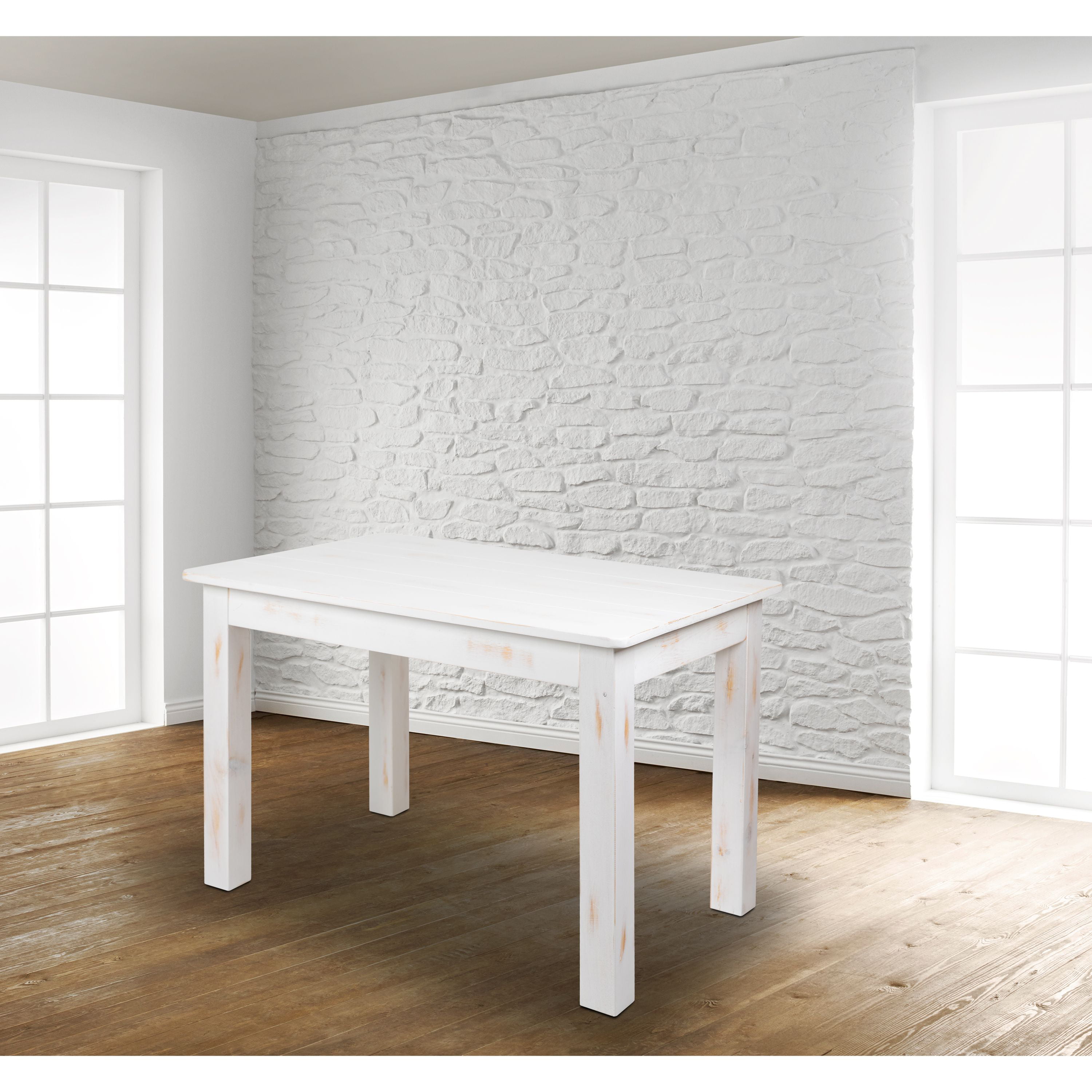 Photo 1 of 46" x 30" Rectangular Antique Rustic White Solid Pine Farm Dining Table
