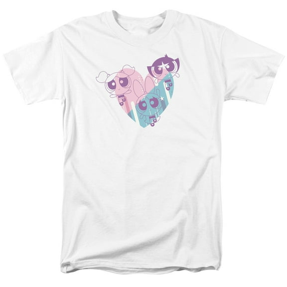Powerpuff Girls Powerpuff Heart S/S Adult 18/1 T-Shirt White 4X