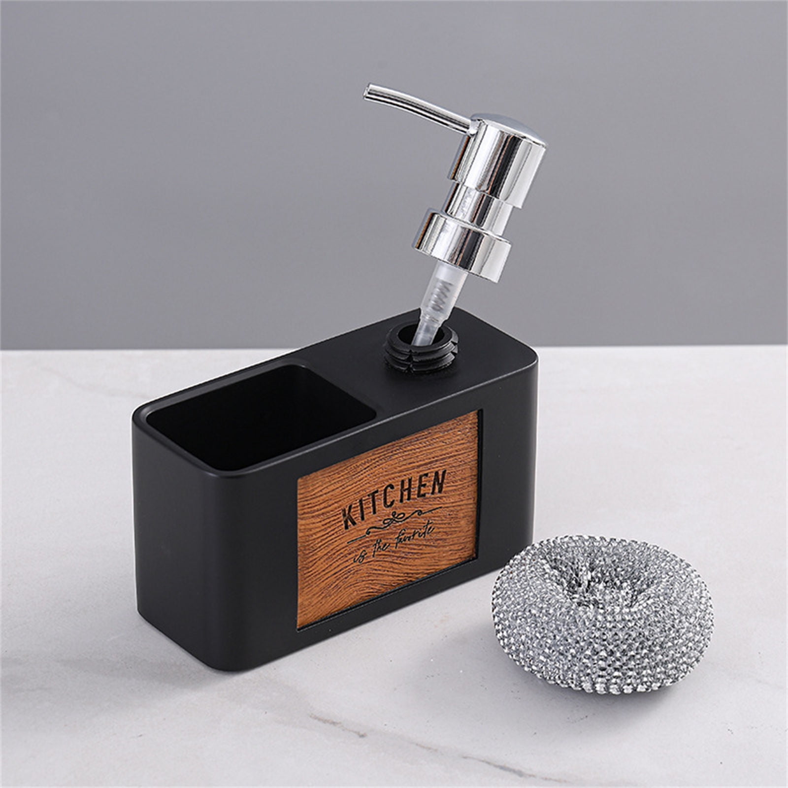 Kitchen Dish Soap Dispenser with Sponge Holder,2in1 Countertop Dishwashing Soap Pumps Dispenser Set for Kitchen Sink