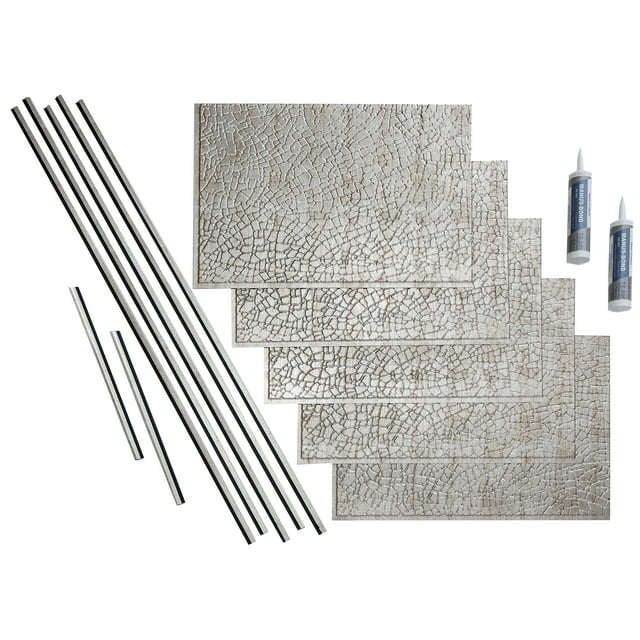 FASÄDE Safari Decorative Vinyl Backsplash 15 sq ft Kit in Vintage Metal