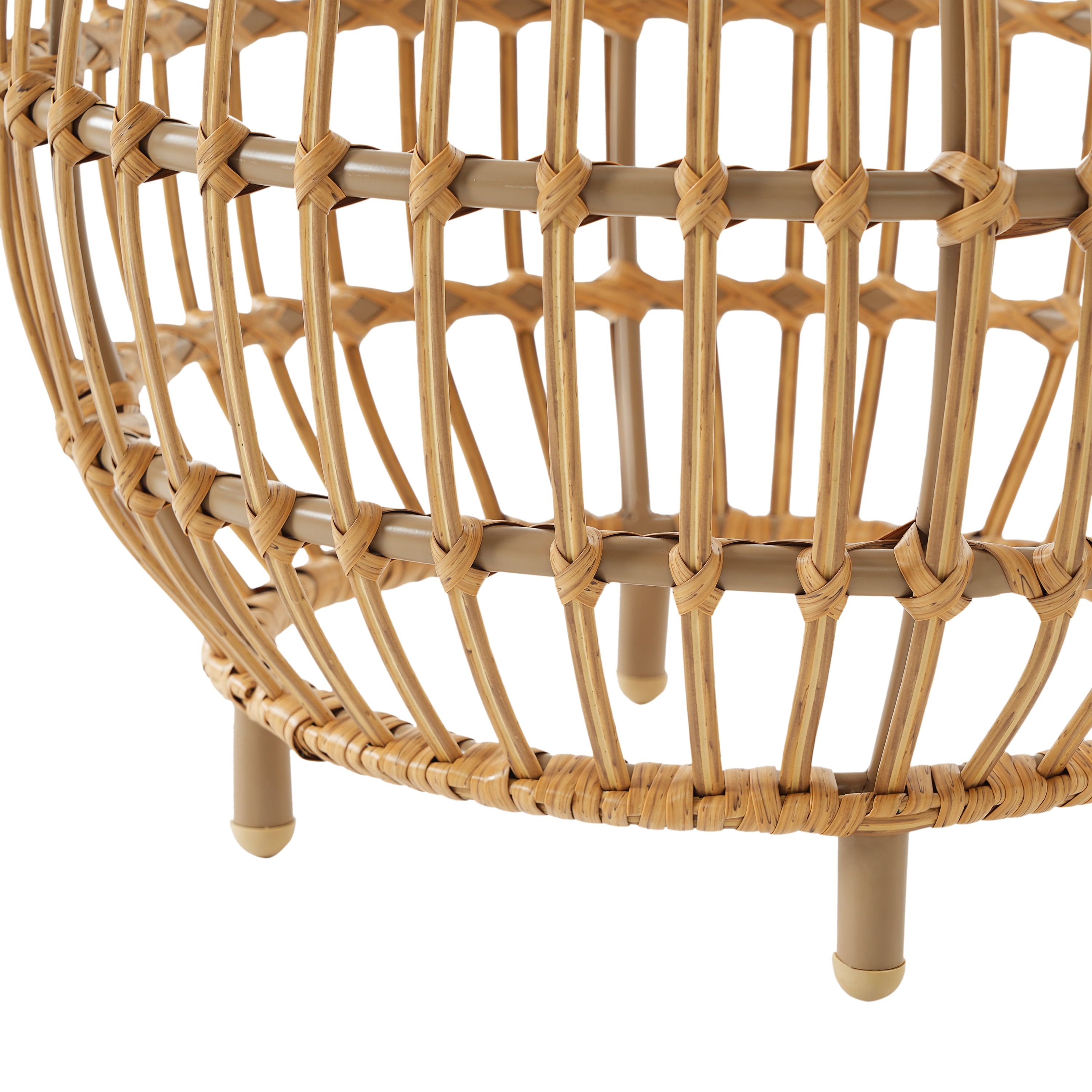 Euroco OTTAWA Side Table-Bohemian Faux Rattan Weave Accent Table for Indoor Outdoor Use, Handcrafted Round Side Table for Living Room, Patio, Garden,Light Brown Color