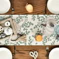 thumbnail image 2 of Smile Blue Pumpkins Eucalyptus Leaves Fall Thanksgiving Table Runner 13 x 72 Inch, 2 of 8