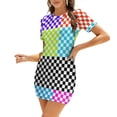 thumbnail image 1 of Robe Évasée à Carreaux Nœud Multi-Cœur Mode Grande Taille Robe Ample Tartan Multicolore Plusieurs Couleurs, 1 of 5