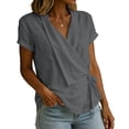 thumbnail image 6 of TGSLY Adjustable Wrap Side Tie Tops for Women Breathable Soft V Neck Short Sleeve Blouses Loose Fit Dressy Casual Solid Color T-Shirts XXL, 6 of 8