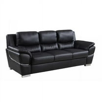 Home Roots 329475 Chic Leather Sofa, Black - 37 in.