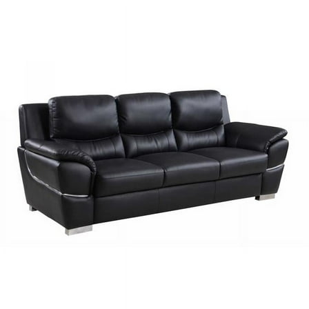 Home Roots 329475 Chic Leather Sofa, Black - 37 in.