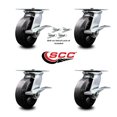 thumbnail image 2 of 6 Inch Rubber on Steel Caster Set with Ball Bearings and Brakes/Swivel Locks SCC, 2 of 2