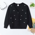 thumbnail image 2 of TOWED22 Girl's Love Embroidery Cardigan Sweater Button Down V Neck Knitted Long Sleeve Outerwear,Black,7-8 Y, 2 of 8