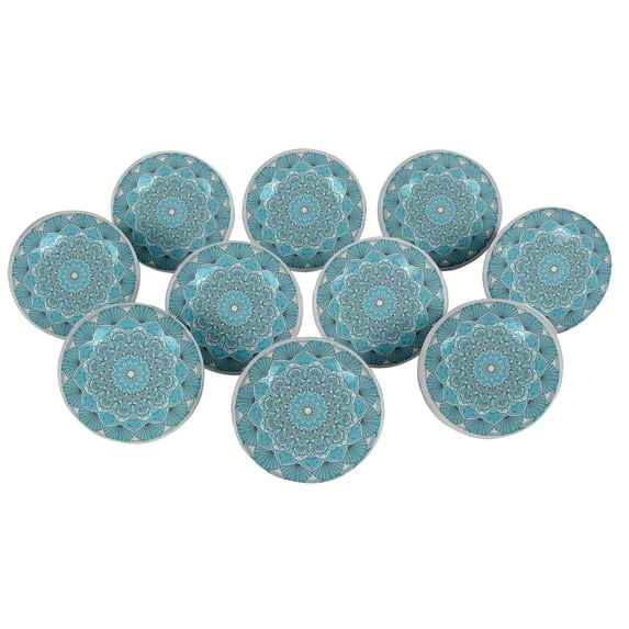 IBA Indianbeautifulart Bondi Blue Geometric Mandala 2 Inches Furniture Door Knobs Ceramic Cabinet Cupboard Handle Pull