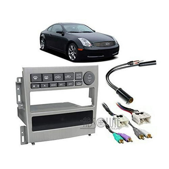 Absolute USA ABS99-7605A Fits Infiniti G35 Coupe 2005 2006 2007 Double DIN Stereo Harness Radio Install Dash Kit Package