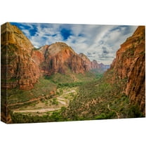 wall26 Canvas Print Wall Art Aerial View of Zion National Park, Utah Nature Wilderness Photography Realism Rustic Landscape Colorful Multicolor for Living Room, Bedroom, Office - 16"x24"