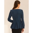thumbnail image 4 of DARING DIVA Women's V Neck Irregular Hem Belted Peplum Blouse XS Navy Blue, 4 of 6