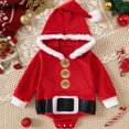 thumbnail image 7 of Santa Outfit Toddler Girl Long Sleeve Santa Hooded Bodysuit Holiday Party Dress Babys First Christmas Outfit Girl 12-18 Months, 7 of 7