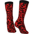 thumbnail image 4 of N/A Red Leopard Pattern Print Adult Athletic Crew Socks Men Women Long 7-8.3 In 18-21cm, 4 of 8