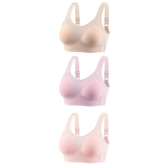 YWDJ Lounge Bras for Women Plus Size 3 Pack Sleep Bras Wirefree Breastfeeding Bras Adjustable Straps Full Coverage Comfy Bras Push up Wrap Lounge Bras Padded Comfortable Solid Nursing Bras Pink S