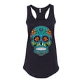 thumbnail image 2 of Wild Bobby Day Of The Dead Sugar Skull Pop Culture Women Racerback Tank Top, Black, Medium, 2 of 5