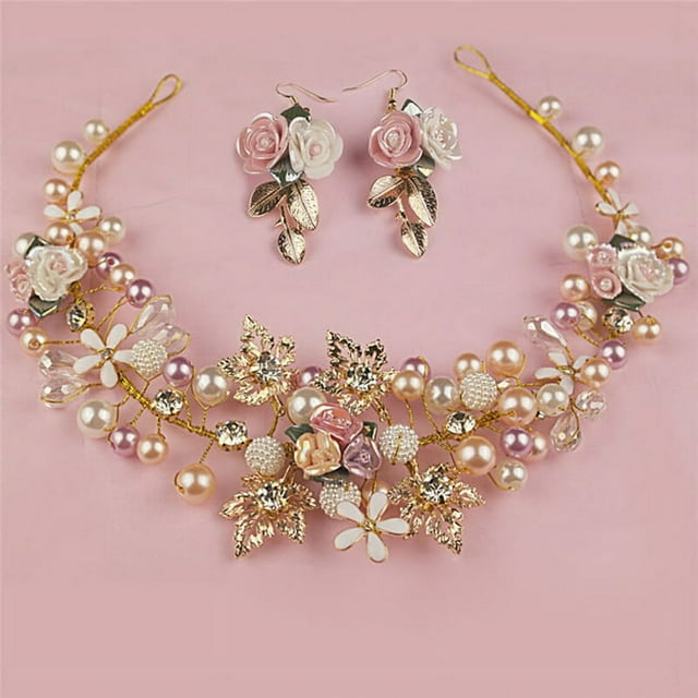 Pearl Flower Crystal Rhinestone Wedding Bridal Headband Clip Hair Band Handmade