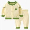 thumbnail image 2 of yillto Toddler Kids Cotton Sets Lightweight Ribbed Knit Cardigan and Pants 2 Piece for Little Boys Girls, 2 of 7